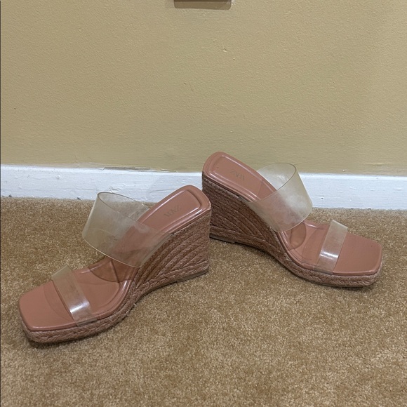 Zara Women's Wedge Sandals with Clear Straps - Brown - Picture 5 of 14